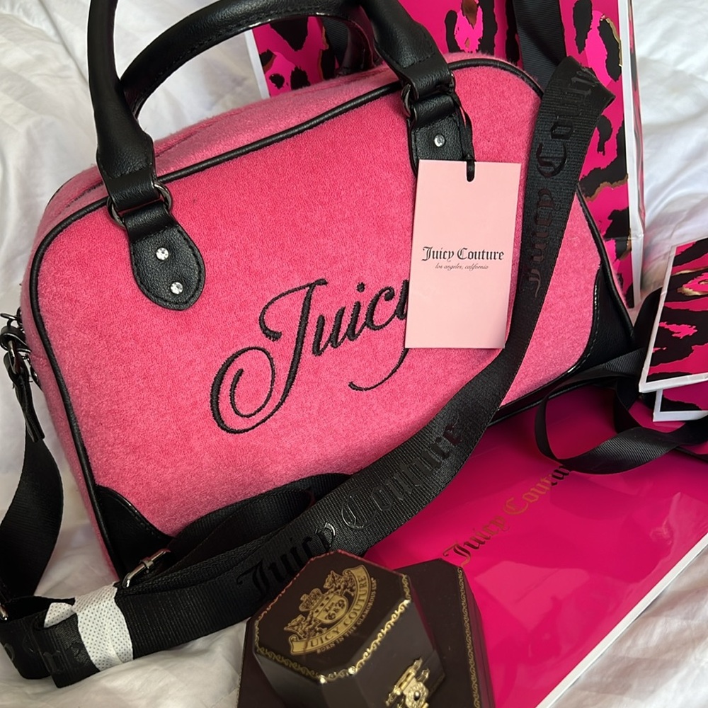 HTF✨ Juicy Couture Pink Rising Star Bowler Bag🖤🎀Cross Body / Satchel 🎀🖤